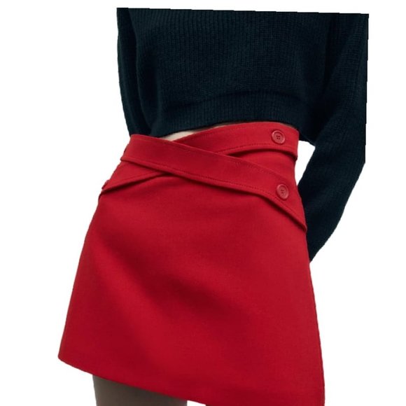 Zara Skirts Zara Split Skirt With Buttons Red Size S 237246560